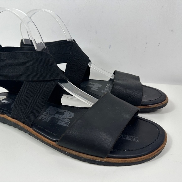 Sorel Women's Black Leather Textile Gladiator Sandals Sz US 9 - Picture 4 of 12